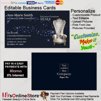 Cartão De Visita Furniture Sales Sparkle Chair Black Business Card