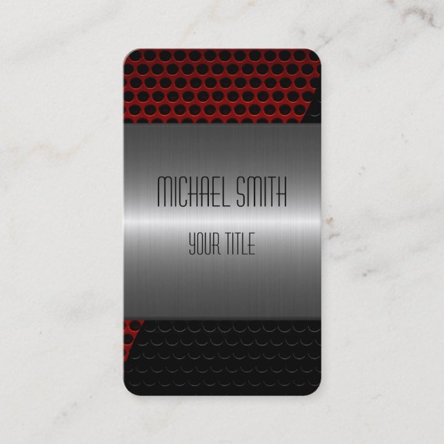 Cartão De Visita Furo 3 de metal de aço inoxidável prateado (Frente)