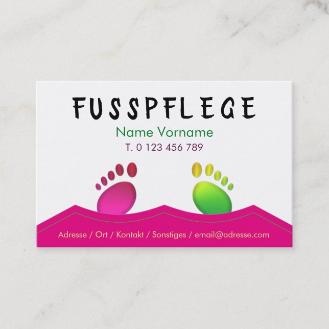 Cartão De Visita fusspflege cuidado pé (Frente)