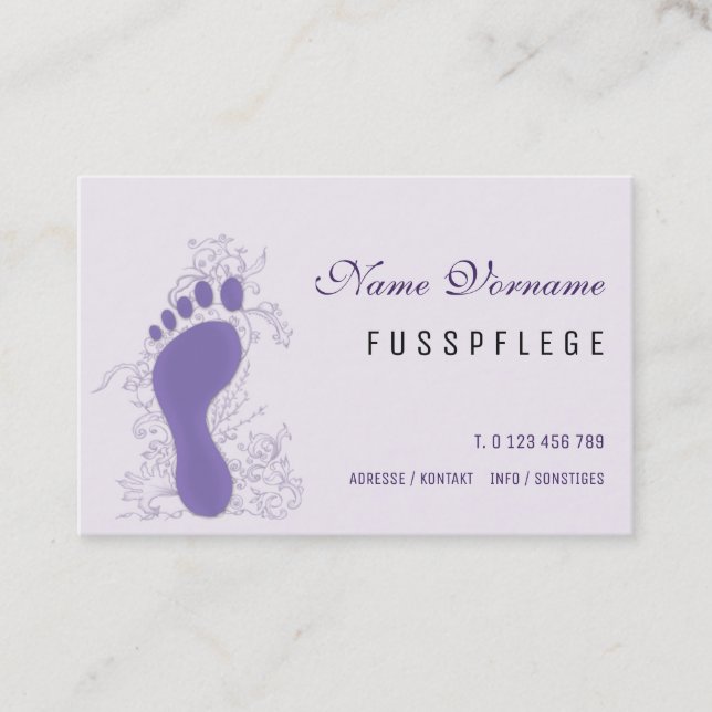 Cartão De Visita fusspflege cuidado pé (Frente)