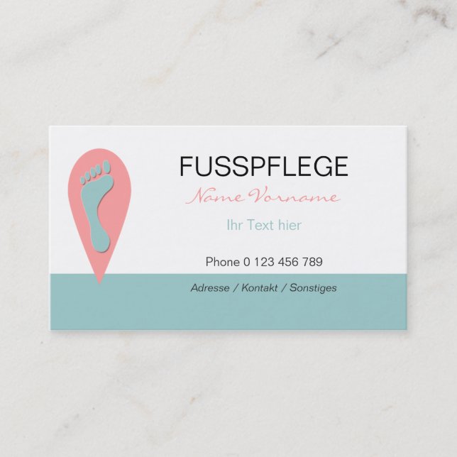 Cartão De Visita fusspflege cuidado pé (Frente)