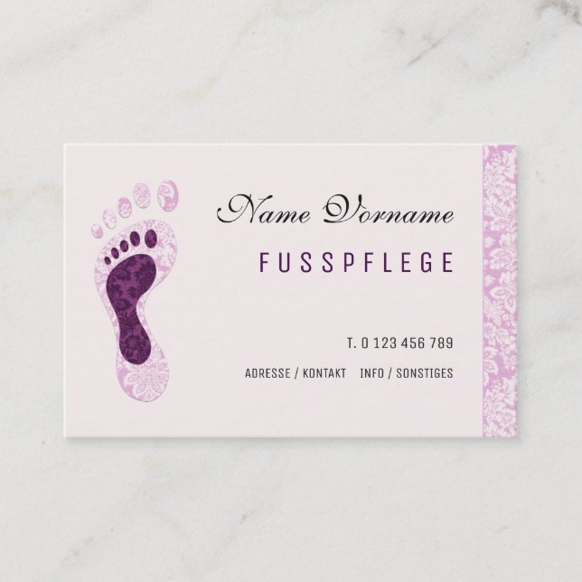 Cartão De Visita fusspflege cuidado pé (Frente)