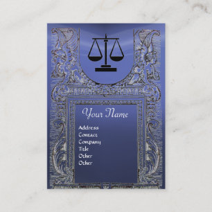Cartão De Visita GABINETE JURÍDICO, ATTORNEY Monograma, azul