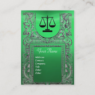 Cartão De Visita GABINETE JURÍDICO, ATTORNEY Monograma verde