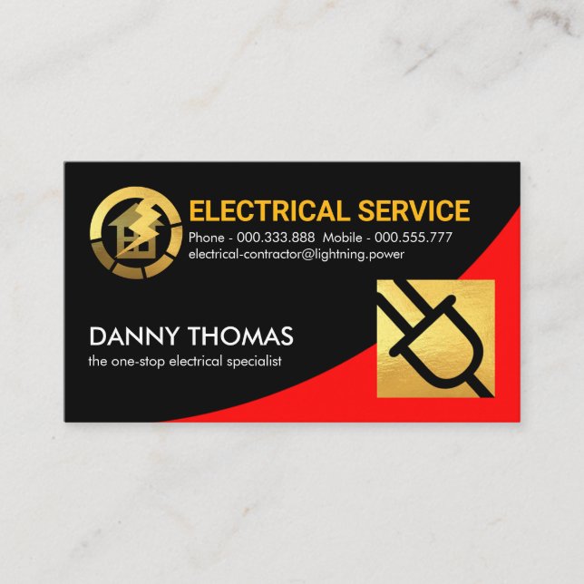 Cartão De Visita Gage Dourado da Curva de Energia Vermelha (Frente)