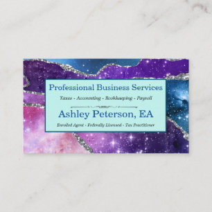 Cartão De Visita Galaxy Agate Faux Glitter Business Car