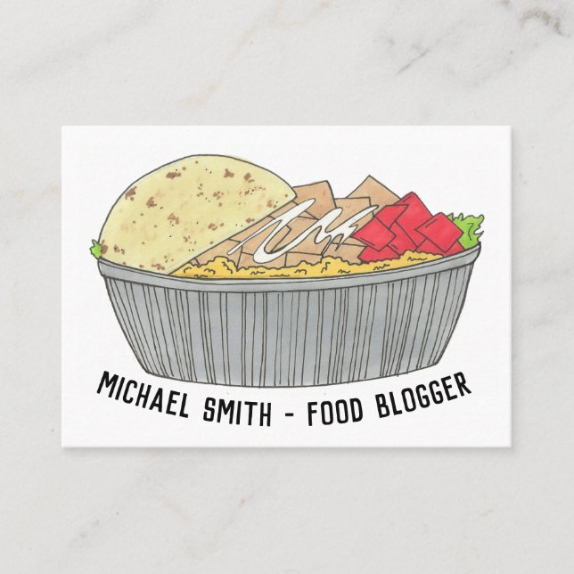 Cartão De Visita Galinha e Pedra de Arroz NYC Halal Cart Comida (Frente)