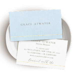 Cartão De Visita Gama Dourada Azul de Pastel Elegante
