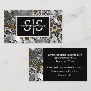 Cartão De Visita Ganchas de Steampunk Silver Grunge Brown Burnout
