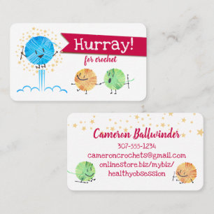 Cartão De Visita Ganchos de crochê com fios de salto giratório retr