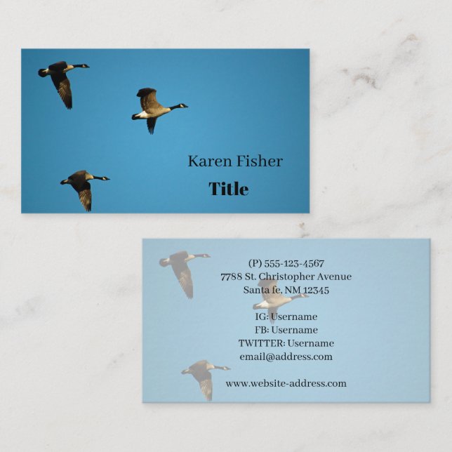 Cartão De Visita Gansos canadenses em voo (Frente/Verso)
