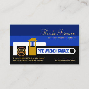 Cartão De Visita Garagem Automática Forma Wrench do Pipe
