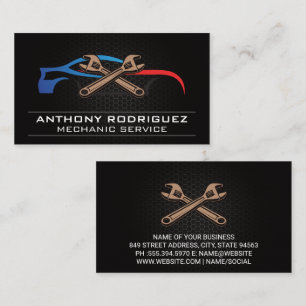 Cartão De Visita Garagem Mecânica   Logotipo de Wrenches para auto