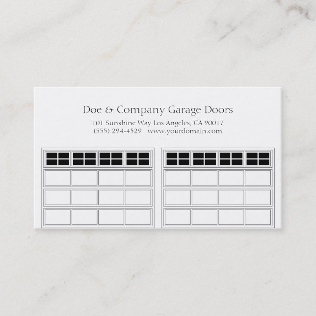 Cartão De Visita Garagem Porta Empresa/branco clássico (Frente)