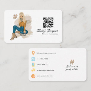 Cartão De Visita Garota de Selfie Fashion QR Code