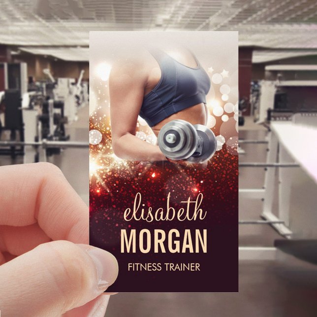 Cartão De Visita Garota Malhação Formadora Dumbbell Dourada Glitter (Criador carregado)