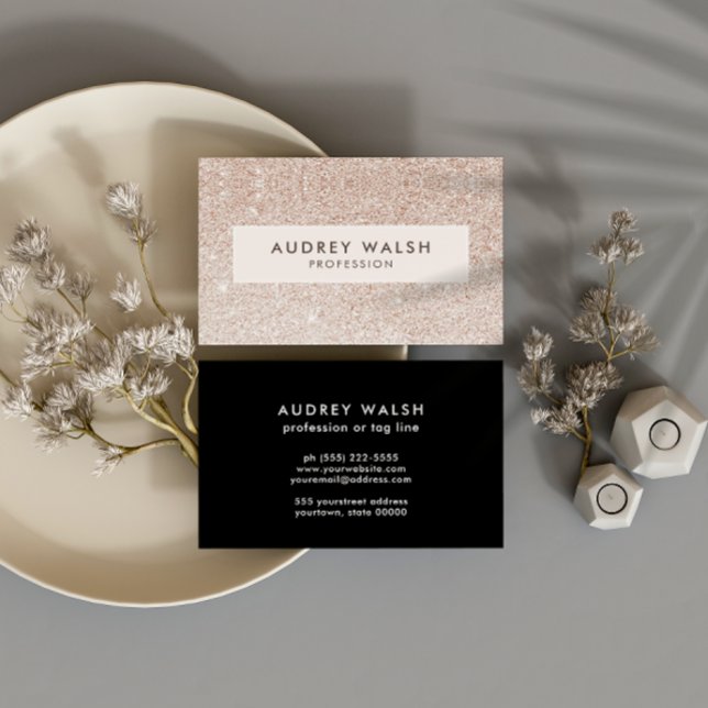 Cartão De Visita Garota Na moda champanhe cor-de-rosa luxo (Criador carregado)