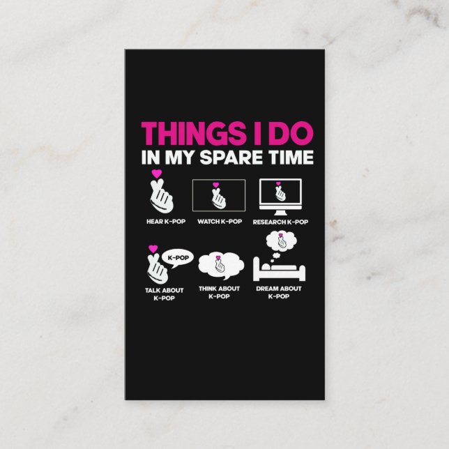 Cartão De Visita Garota viciada em Pop, Lover Kawaii (Frente)