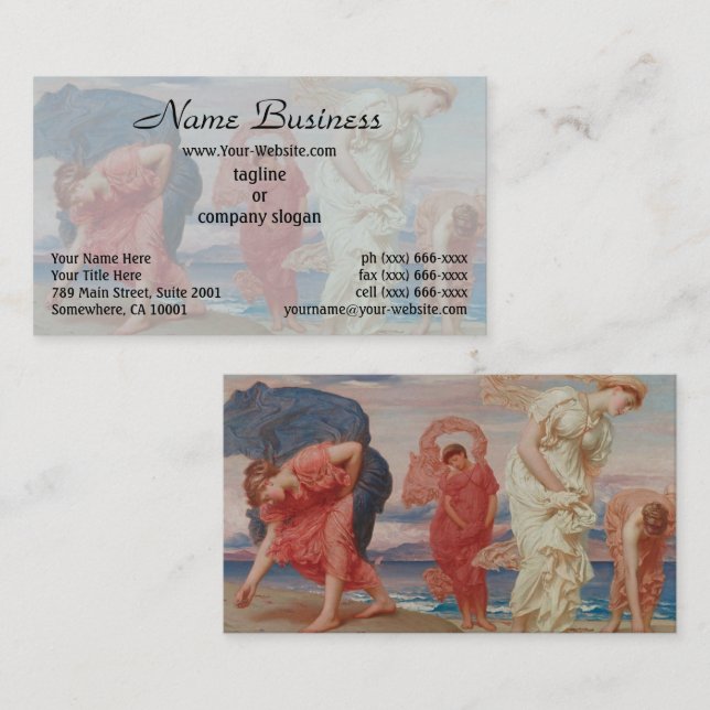 Cartão De Visita Garotas Gregas Leighton apanhando pedras pelo mar (Frente/Verso)