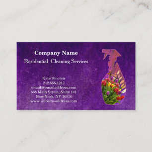 Cartão De Visita Garrafa de Spray do Serviço de Limpeza Profissiona