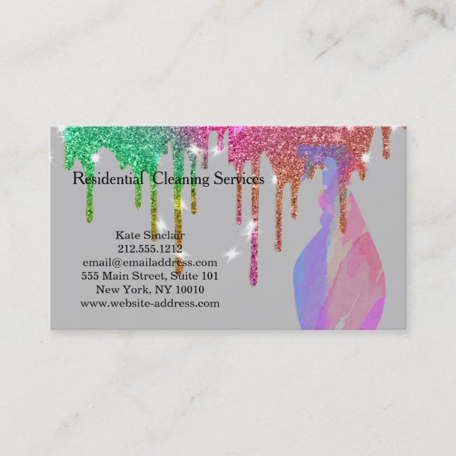 Cartão De Visita Garrafa de Spray do Serviço de Limpeza Profissiona (Frente)