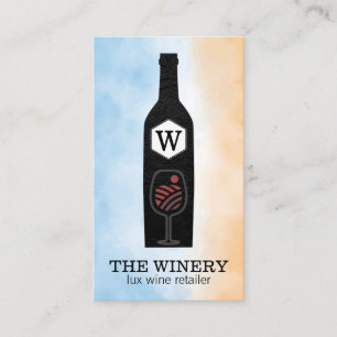 Cartão De Visita Garrafa de Vinho & Copo Monograma