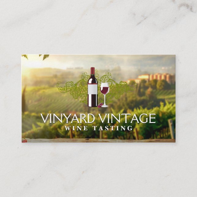 Cartão De Visita Garrafa de vinho e vidro | Vineyard Estate (Frente)