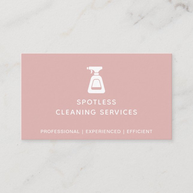 Cartão De Visita Garrafa pulverizadora de empresa de limpeza rosa-p (Frente)