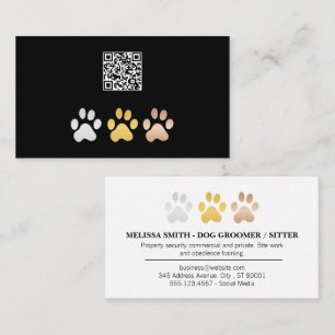 Cartão De Visita Garras de cães (prata, ouro, bronze)  Código QR