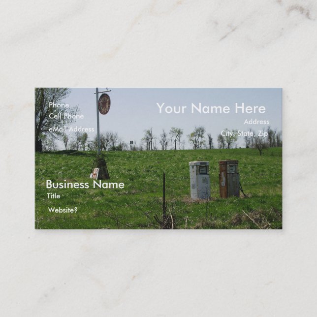 Cartão De Visita Gás acima na rota 66 (Frente)