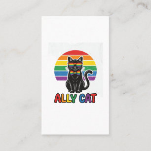 Cartão De Visita Gata Aliada Arco-Íris Orgulho Camisa de Gato Vinta