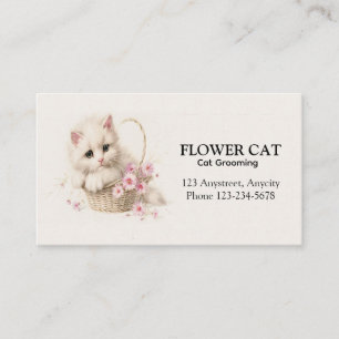 Cartão De Visita Gatinho da Cesta de Flores 