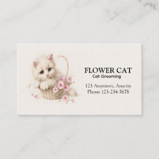 Cartão De Visita Gatinho da Cesta de Flores