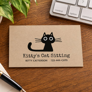 Cartão De Visita Gatinho Preto Fofo   Felino Divertido   Animal Exc