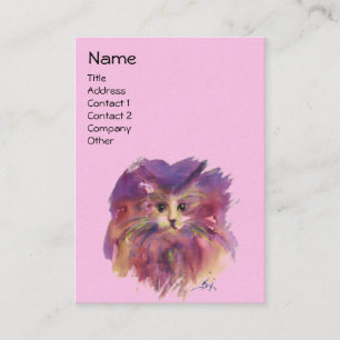 CARTÃO DE VISITA GATINHO ROXO ROXA, RETRATO DE GATO FELINO