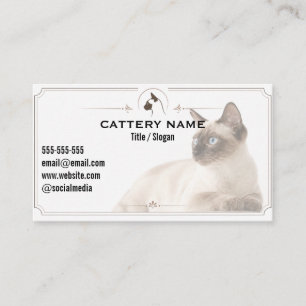 Cartão De Visita Gatinho Siamês Personalizável Cattery Elegante