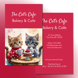 Cartão De Visita Gatinhos bonitos bebidas quentes café
