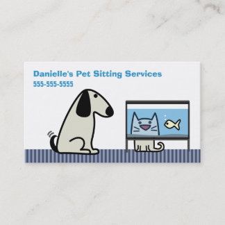 Cartão De Visita Gato & aquário do cão do baby-sitter do animal de