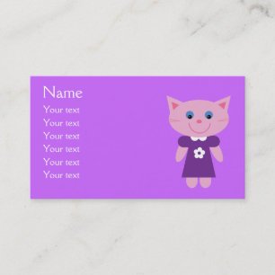 Cartão De Visita Gato bonito dos desenhos animados no Lilac roxo do