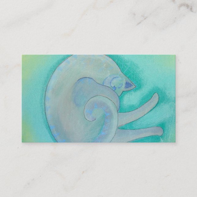 Cartão De Visita Gato cinzento sonolento (Frente)