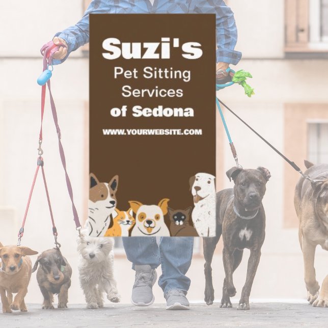 Cartão De Visita Gato de Cachorro Sentado com Pet (Criador carregado)