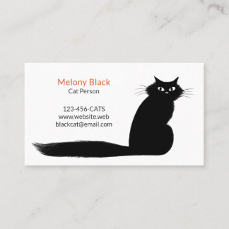 Cartão De Visita Gato de Gatinho Preto de Cabelo Longo