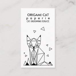 Cartão De Visita Gato de Origami Geométrico Minimalista