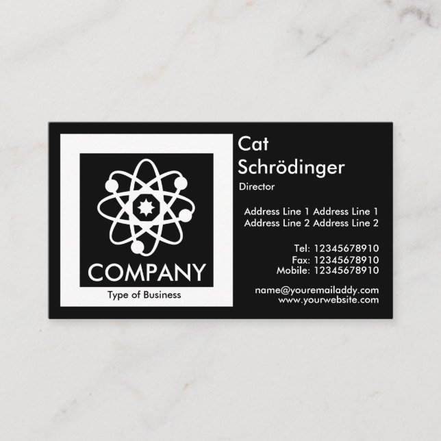 Cartão De Visita Gato de Schrödinger - Preto (Frente)