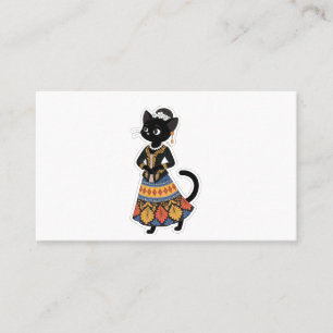 Cartão De Visita Gato Preto Javanês Estético em Kebaya Tradicional