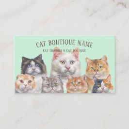 Cartão De Visita Gatos de Animais de Pet do Lar Verde
