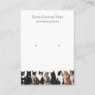 Cartão De Visita Gatos de Aquarela e Placa de Exibição de Orelha