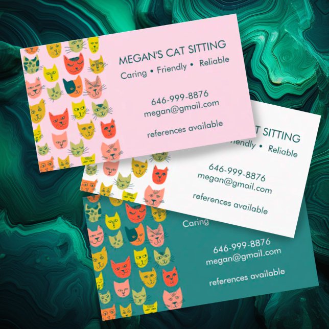 Cartão De Visita Gatos De Gato, Gatos, Gatos, Gatos, Gatos, Gatos E (Cute cat sitting custom business cards)