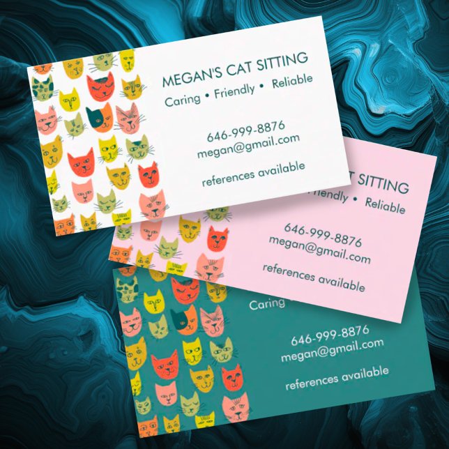 Cartão De Visita Gatos De Gato, Gatos, Gatos, Gatos, Gatos, Gatos E (Cute cat sitting custom business cards)