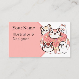 Cartão De Visita Gatos Kawaii Fofos e Ritual Mágico de Geléia